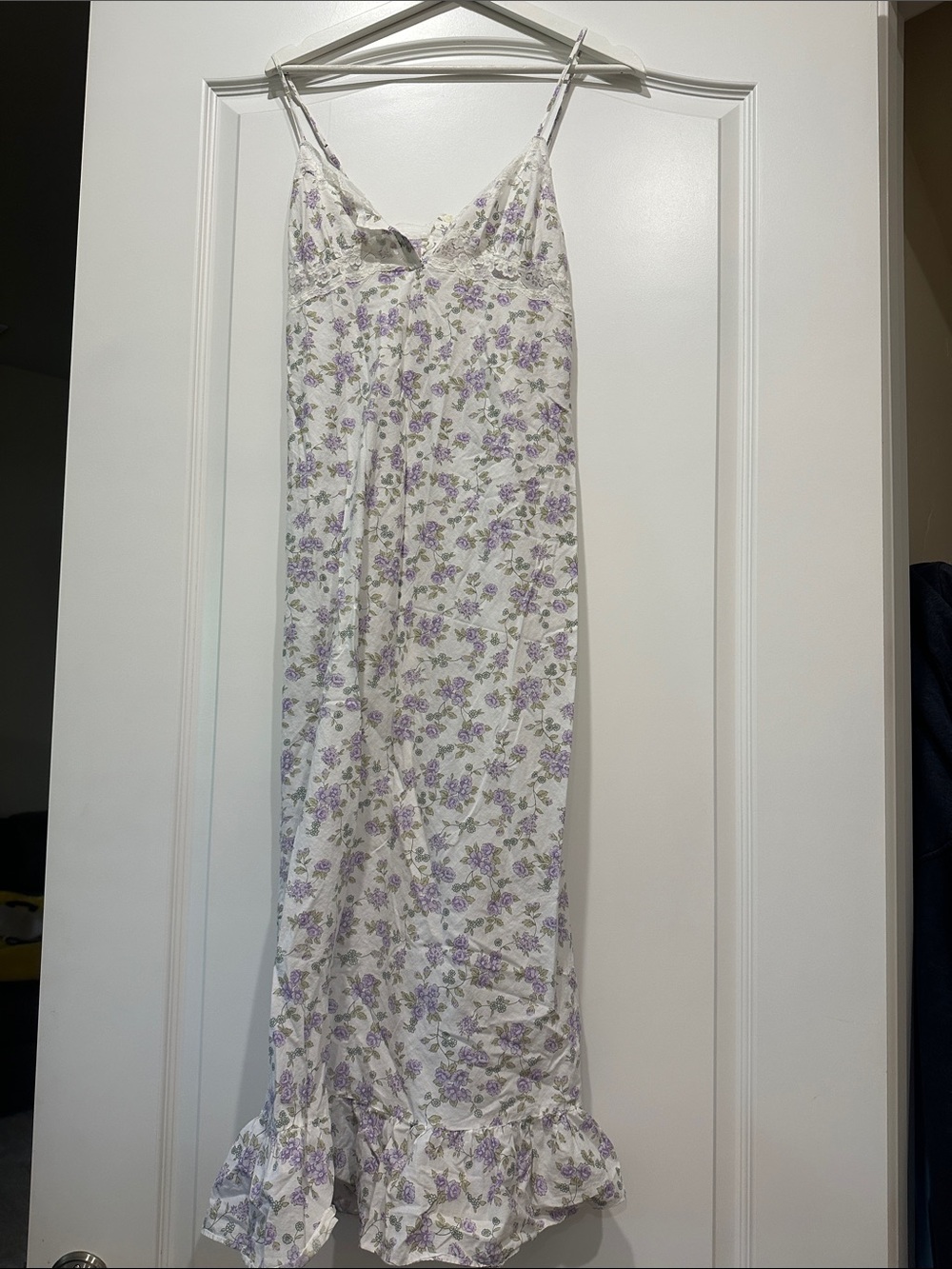Victoria's Secret White Slip Dress with Lavender Floral Print